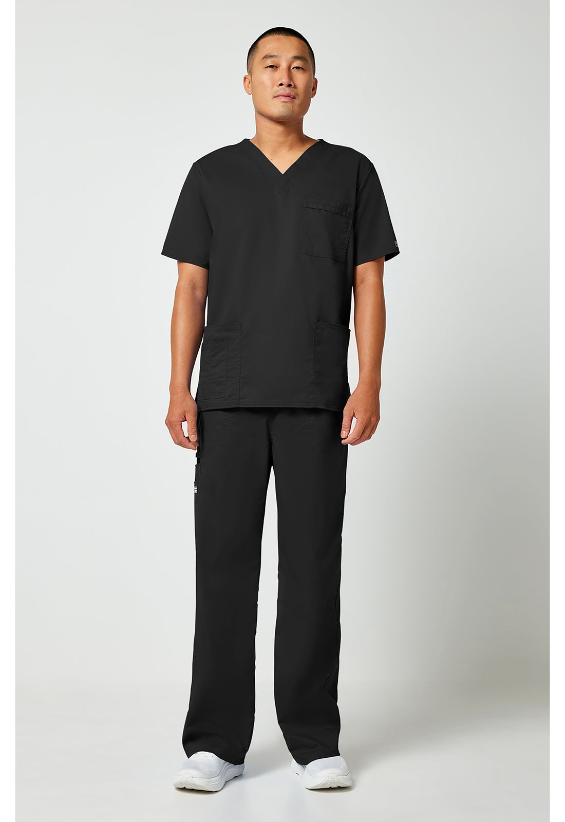 Unisex V-hals top met traditionele pasvorm en 2-way stretch