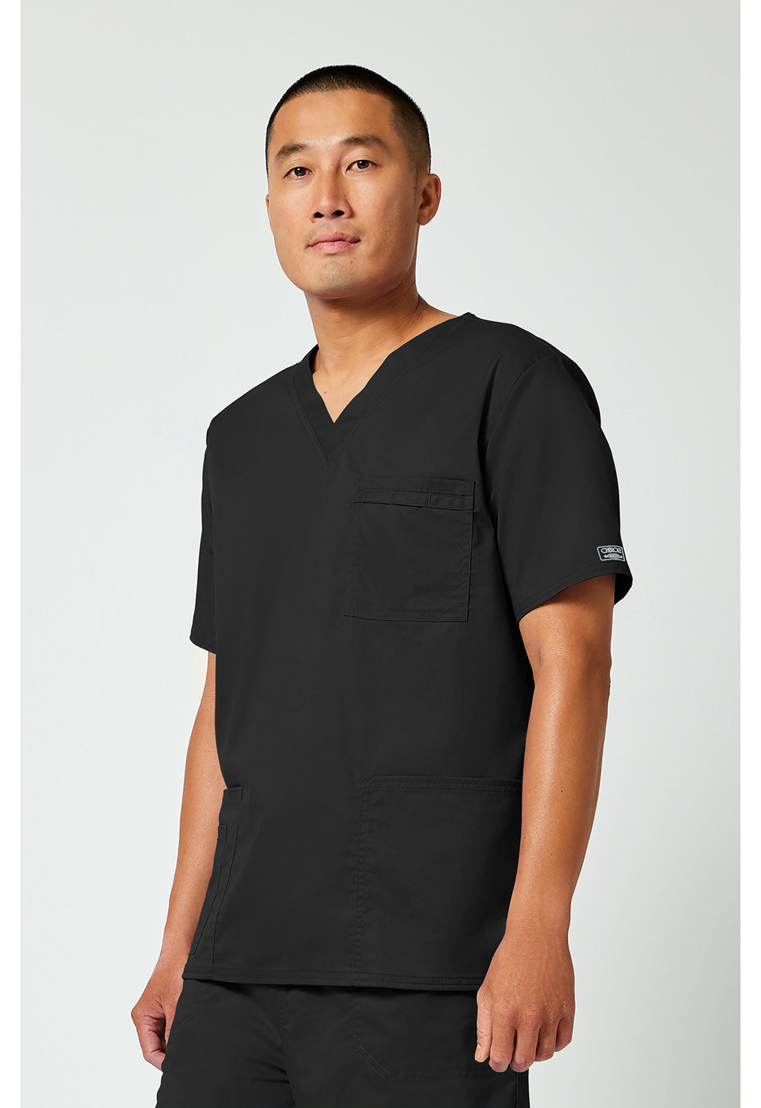 Unisex V-hals top met traditionele pasvorm en 2-way stretch