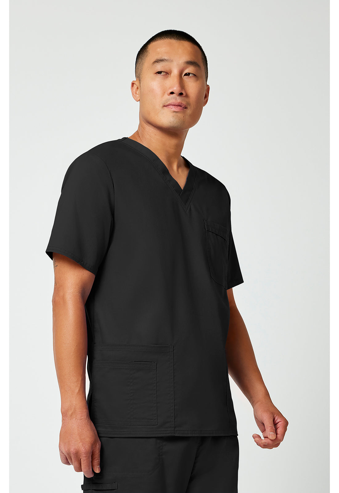 Unisex V-hals top met traditionele pasvorm en 2-way stretch