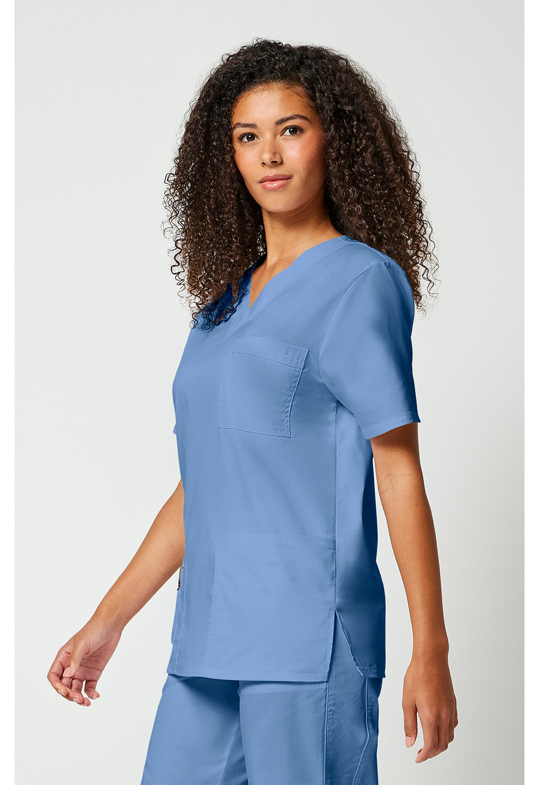 Unisex V-hals top met traditionele pasvorm en 2-way stretch