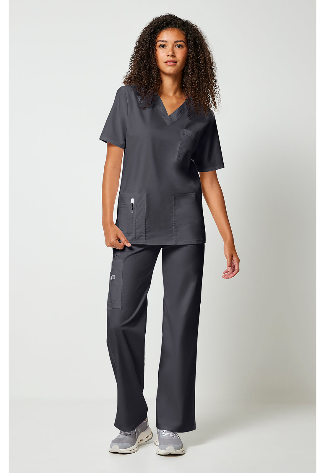 Unisex V-hals top met traditionele pasvorm en 2-way stretch