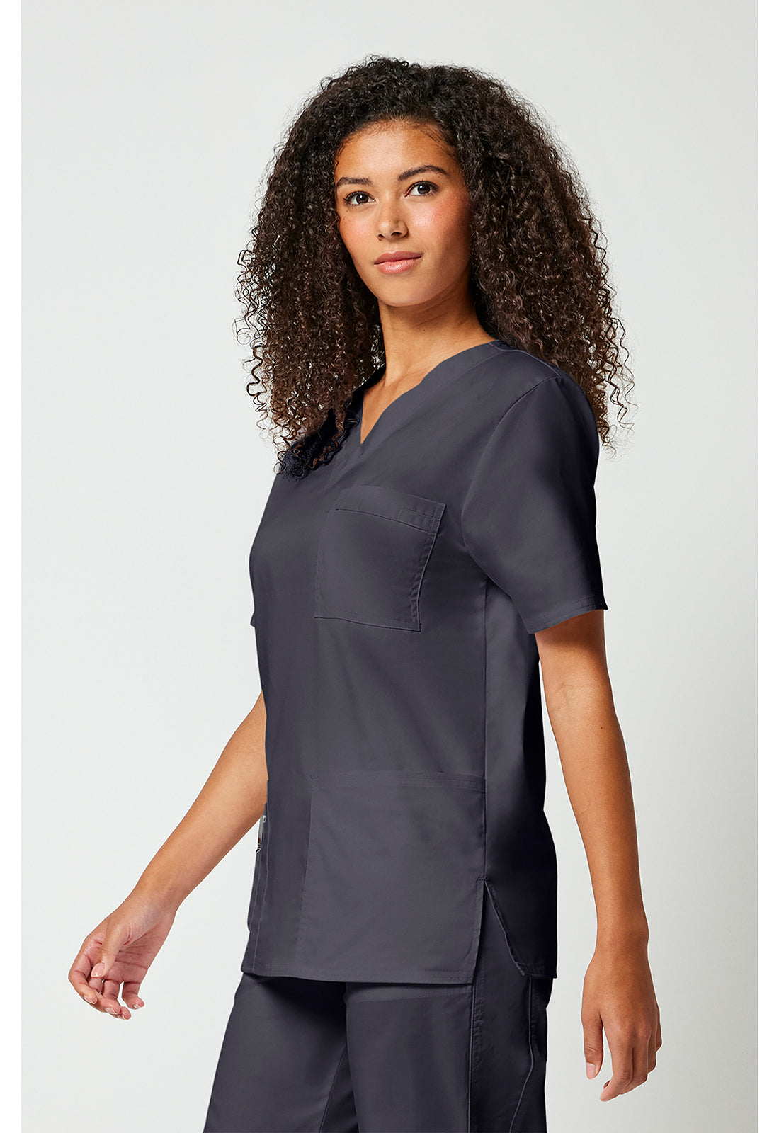 Unisex V-hals top met traditionele pasvorm en 2-way stretch