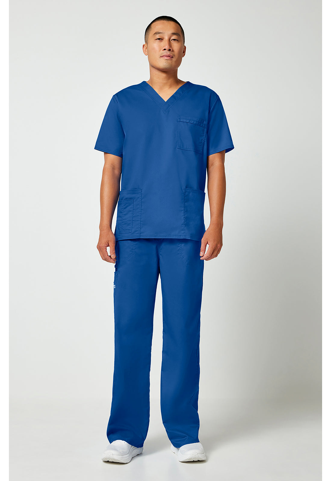 Unisex V-hals top met traditionele pasvorm en 2-way stretch