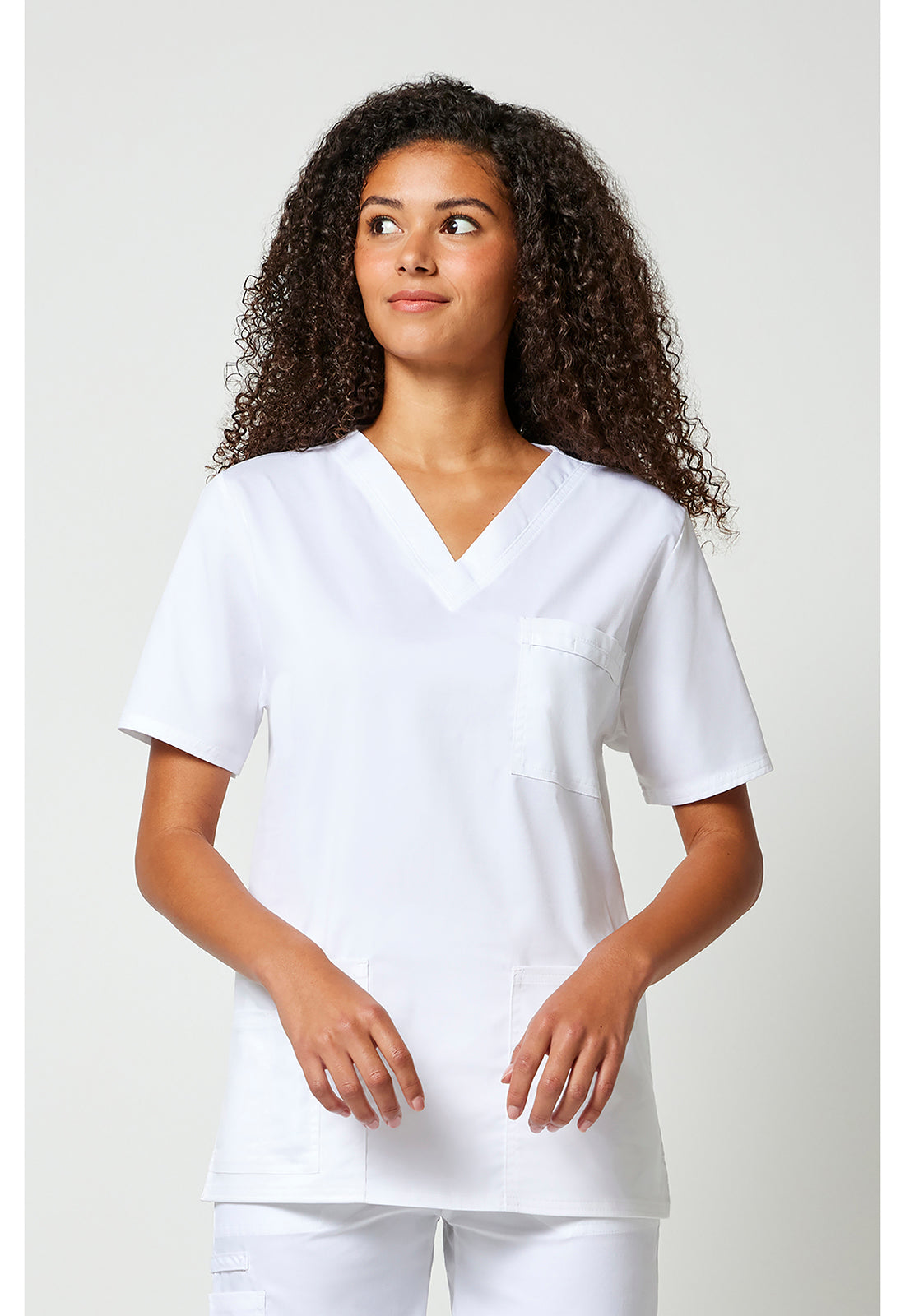 Unisex V-hals top met traditionele pasvorm en 2-way stretch