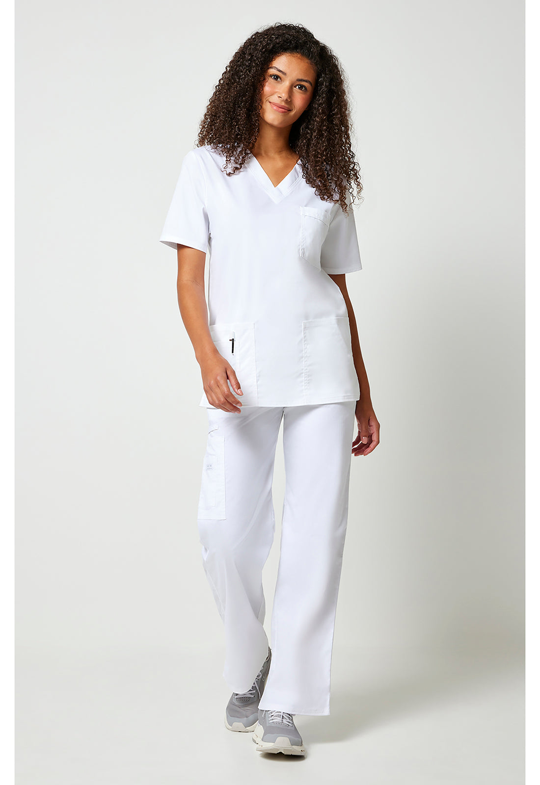 Unisex V-hals top met traditionele pasvorm en 2-way stretch