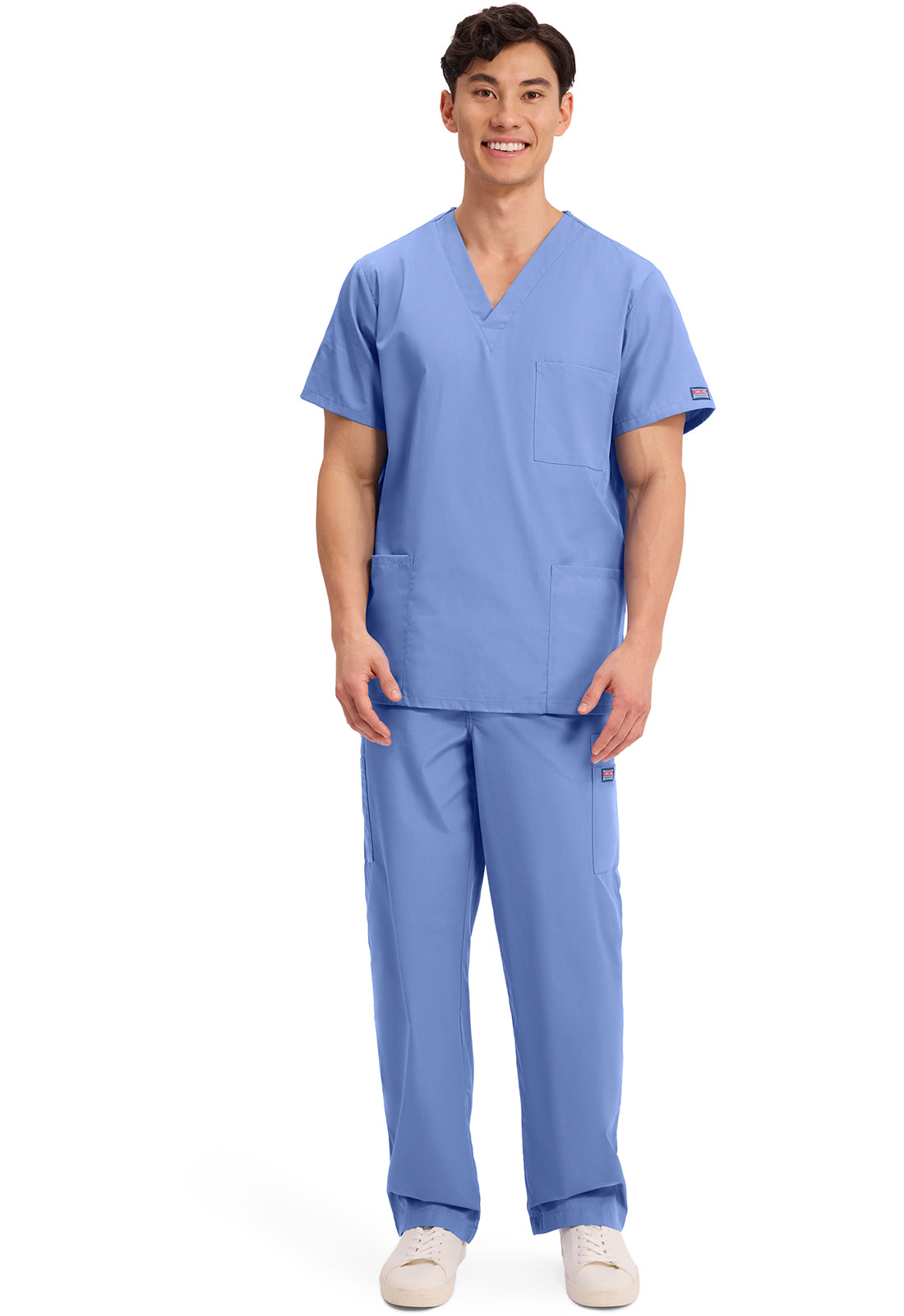 Unisex V-hals top met traditionele pasvorm en borstzak WWE4876