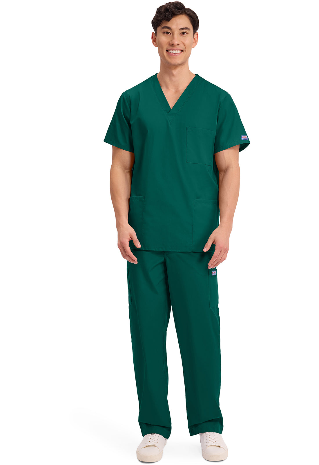 Unisex V-hals top met traditionele pasvorm en borstzak WWE4876