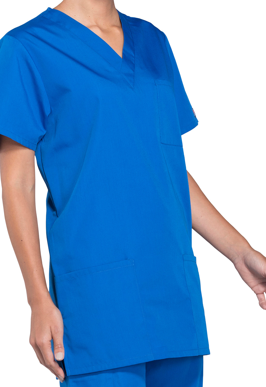 Unisex V-hals top met traditionele pasvorm en borstzak WWE4876