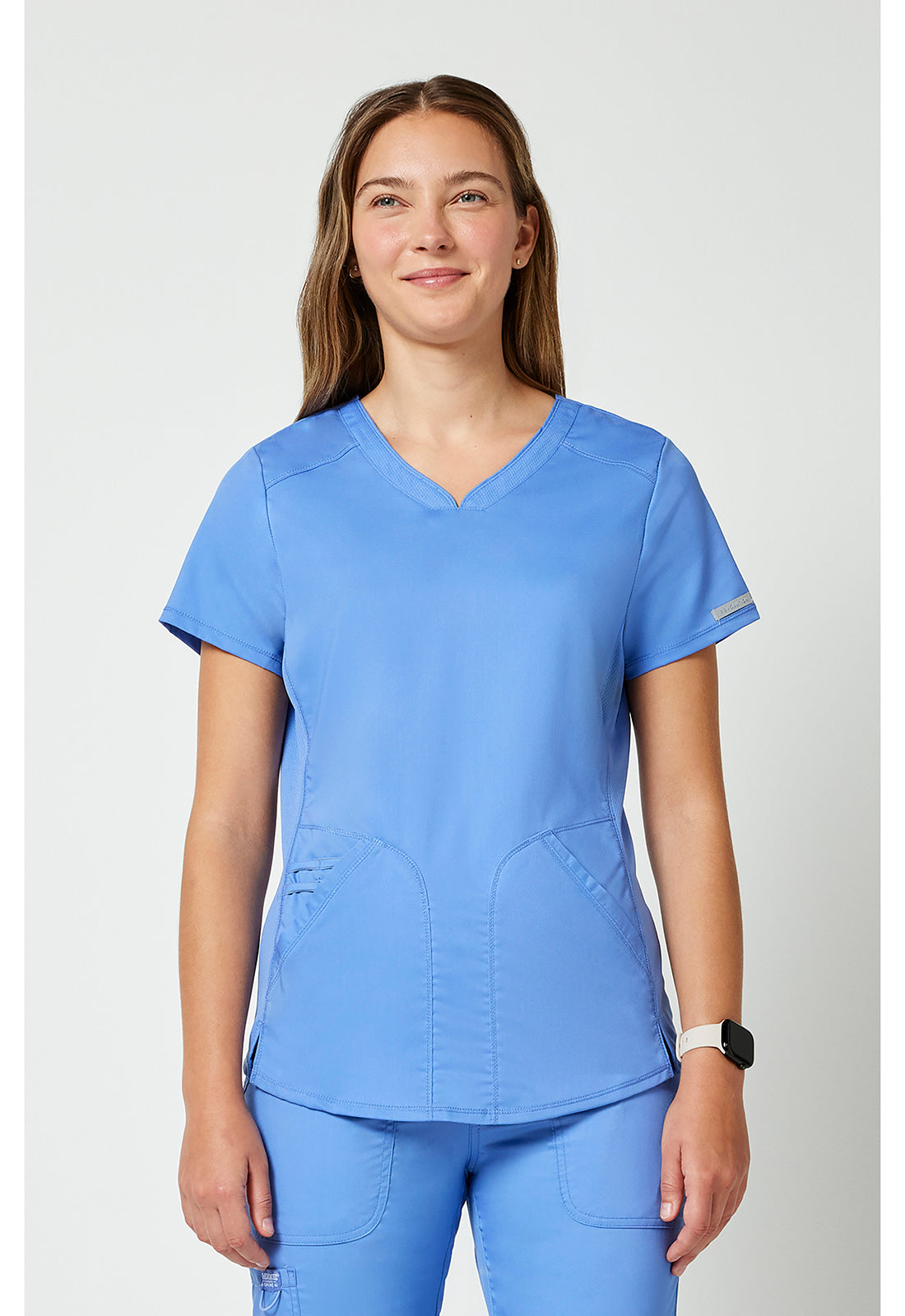 Top met V-hals met mesh details en 2-way stretch WWE601