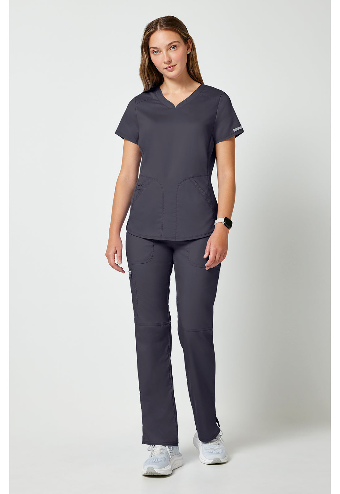 Top met V-hals met mesh details en 2-way stretch WWE601