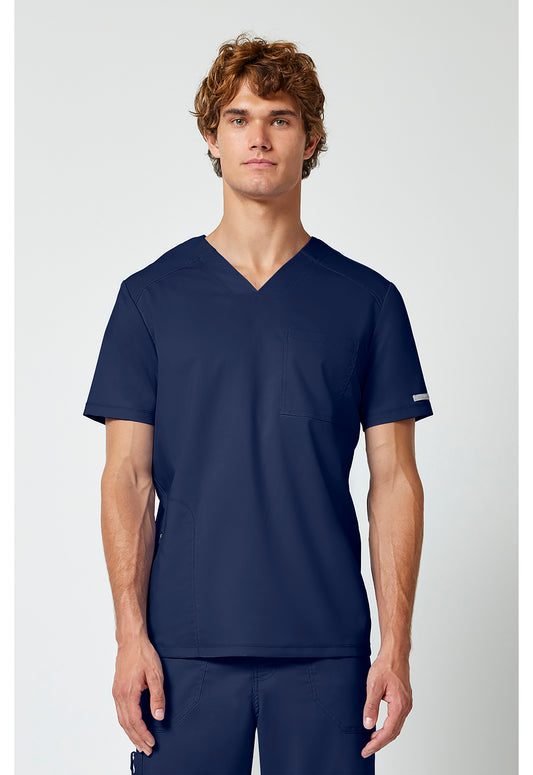 Heren T-shirt met V-hals met mesh details en veiligheidsritszak WWE603