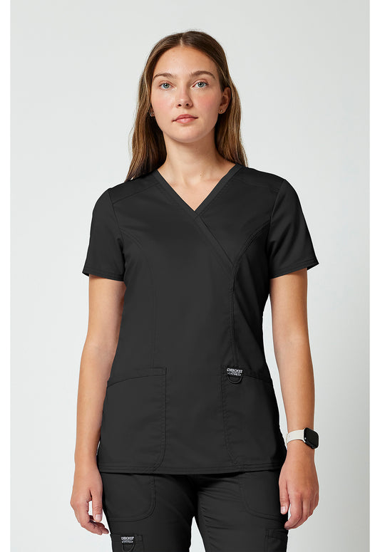 Nep-wikkeltop dames met overslaglook en prinsessennaden