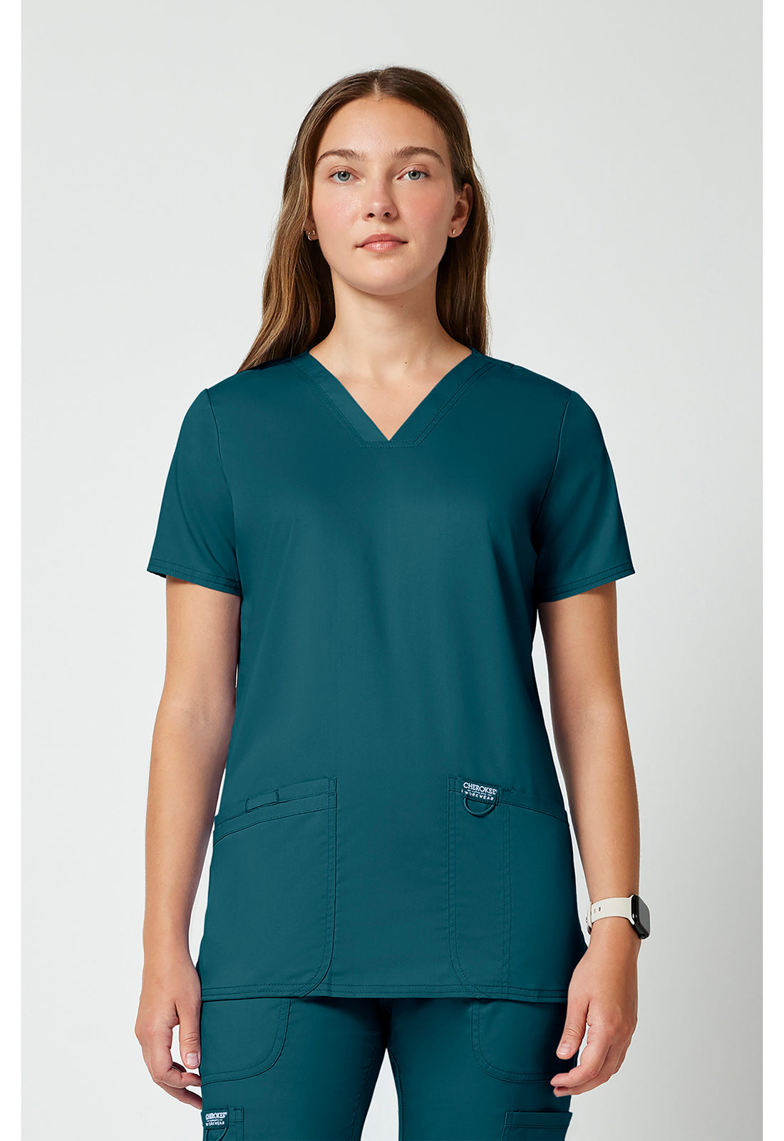 Cherokee Workwear Top met V-hals met prinsessennaden, instrumentlus en 2-way stretch WWE620