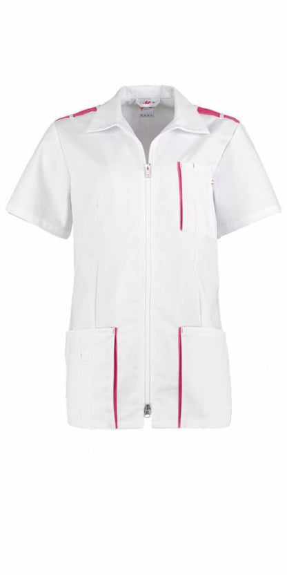 Damesjasje Cora wit/fuchsia - Zorgkleding.be