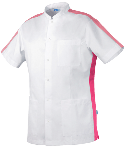 Heren zorgjack Kent wit met kleuraccenten in 3 kleuren - Zorgkleding.nl